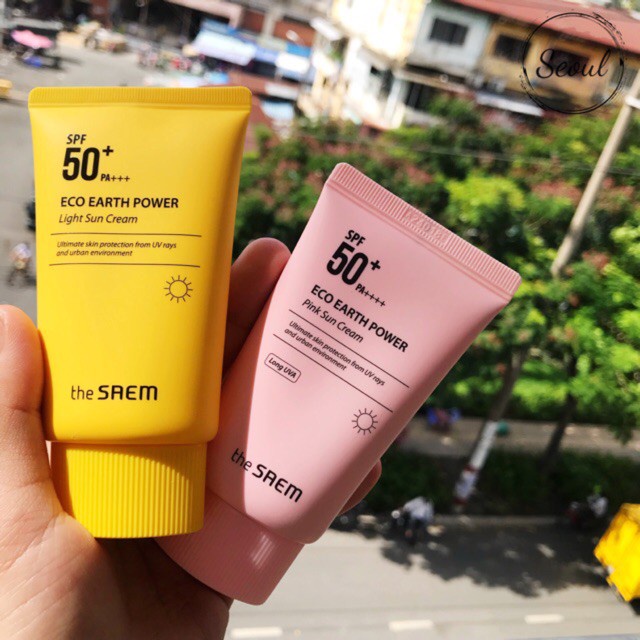 [CHÍNH HÃNG] Kem Chống Nắng THE SAEM ECO EARTH POWER PINK SUN CREAM (SPF 50+/PA)++++