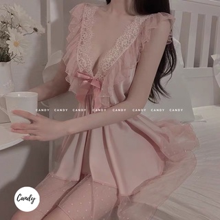 Váy ngủ hai dây lụa ren SLEEP29 - Bộ ngủ mặc nhà 2 dây dễ thương Candy
