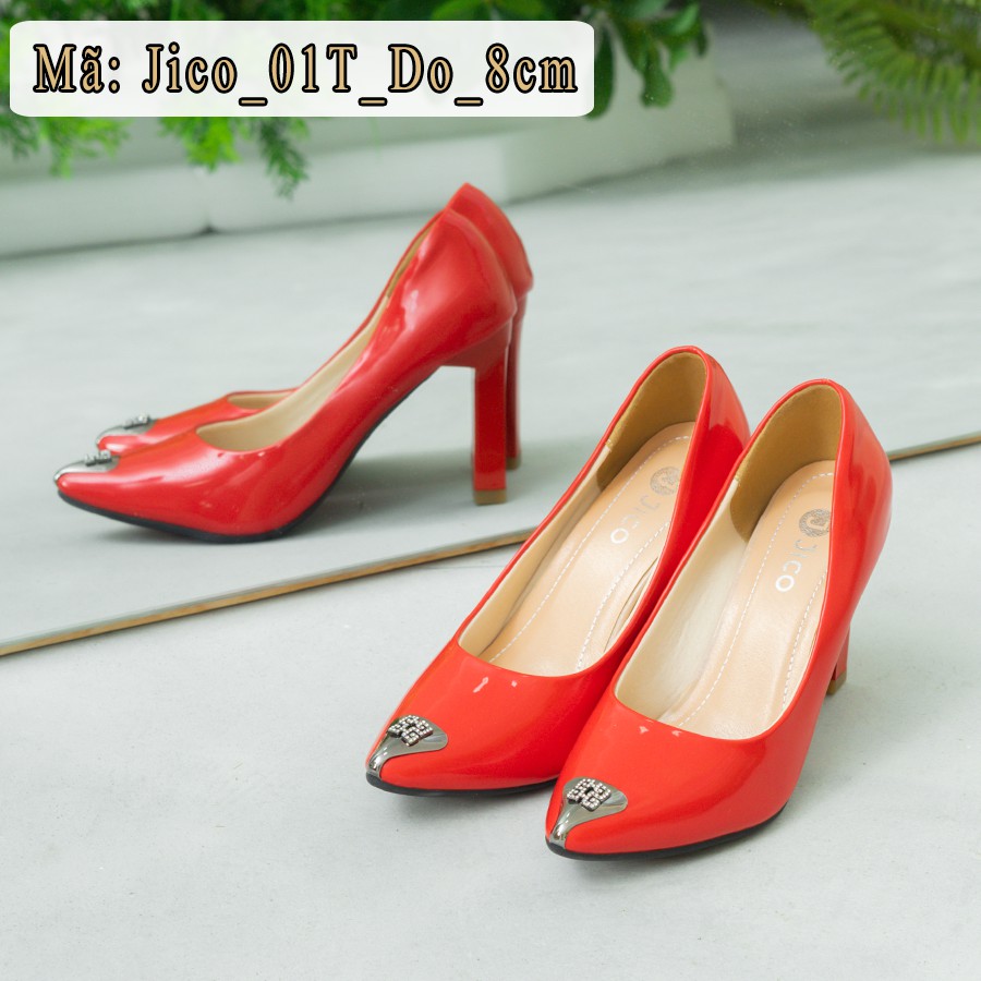 GIÀY CAO GÓT MŨI THẬP MÀU ĐỎ CAO 8 PHÂN - JICO_01T_Đỏ