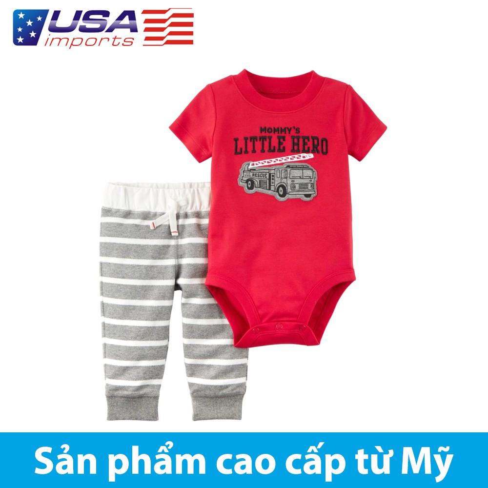 Set 2 bodysuit kèm quần Car-tờ Auth Từ Mỹ (121I094)