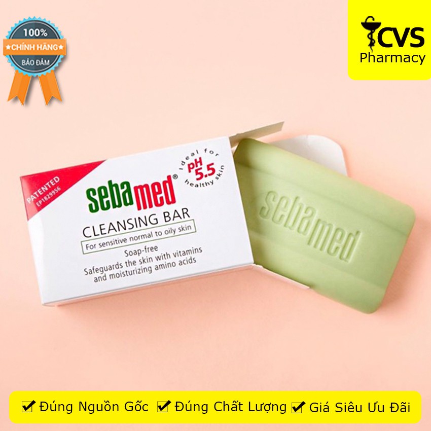 Xà Phòng Làm Sạch Kháng Khuẩn Ngừa Viêm Sebamed Sensitive Skin Cleansing Bar Ph5.5 Từ Đức Bánh 100Gr - cvspharmacy