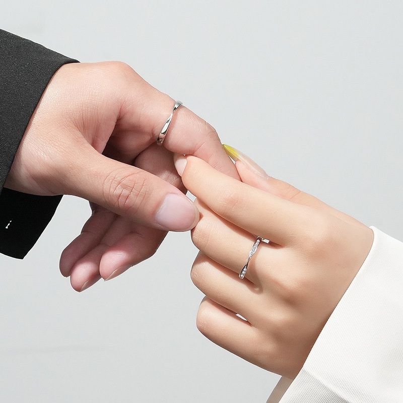 Nhẫn Hở Mạ Bạc 925 Đính Đá Zircon Thời Trang Cho Cặp Đôi