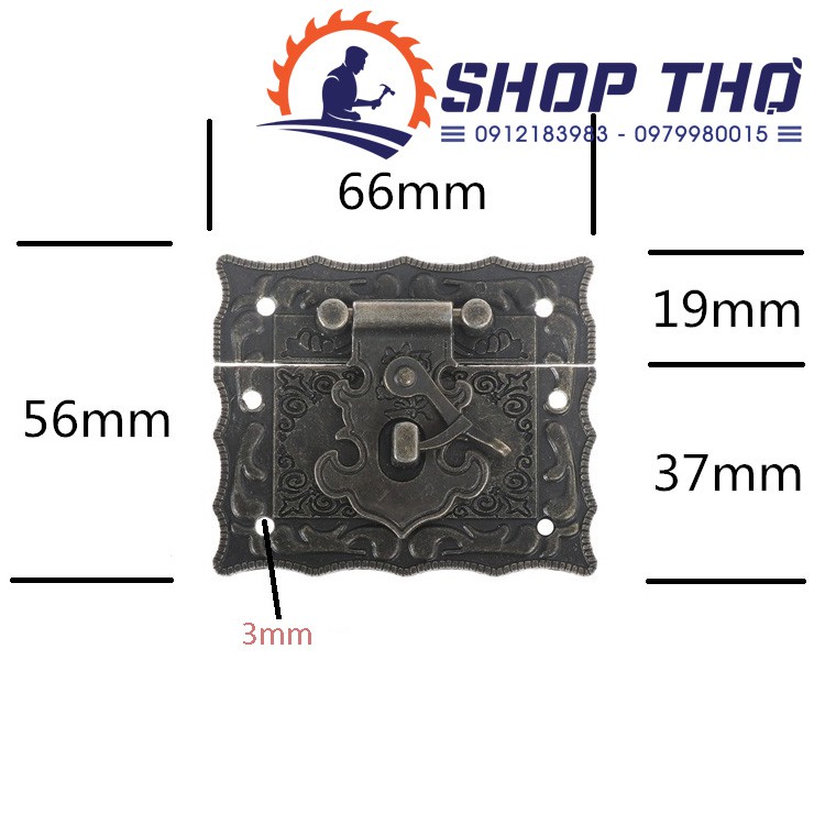 Khóa hộp giả cổ A077 lắp hộp gỗ