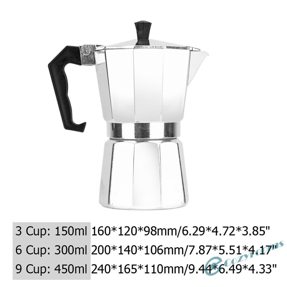ღCM Aluminum 3/6/9 Cup Coffee Moka Pot Stove Espresso Latte Maker Percolator