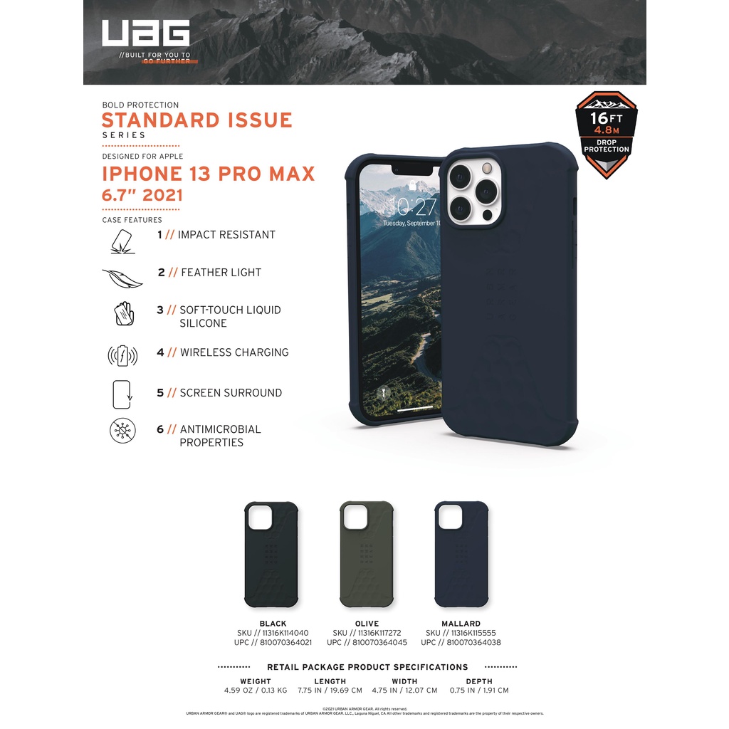 Ốp lưng UAG Standard Issue cho iPhone 13 Pro Max [6.7 inch]