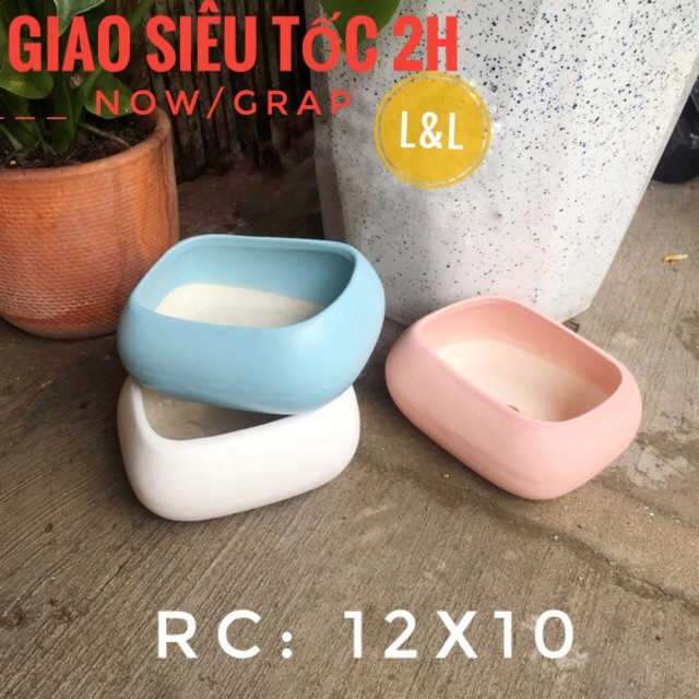 Chậu sứ Bát Tràng Hình ASA Thấp trồng cây Để Bàn, Cây Nội Thất, Sen Đá, Xương rồng, Cây Bon sai cực kỳ đáng yêu