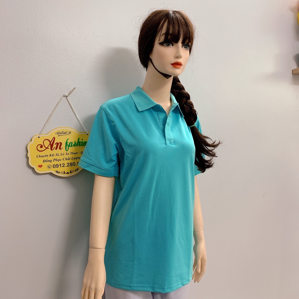 Áo polo màu xanh ngọc vải poly Thái cao cấp cho nam nữ _ Hình chụp thật