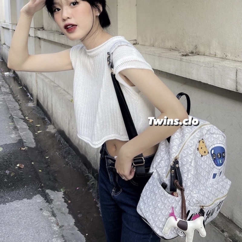[ SẴN ] Balo Edmond QSN Chính Hãng Backpack Trắng New Season Tặng Kèm Móc Ngựa 🧸