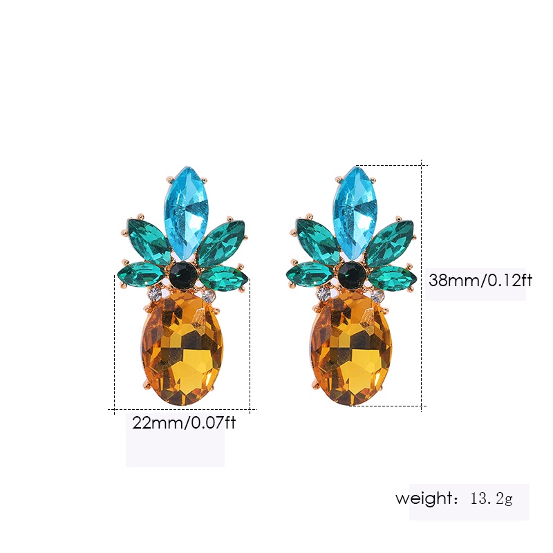 Khuyên tai Pinkdudu PD253 hình quả dứa lớn đính đá pha lê thời trang cho nữ