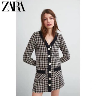 Set váy dệt kim tweed zara