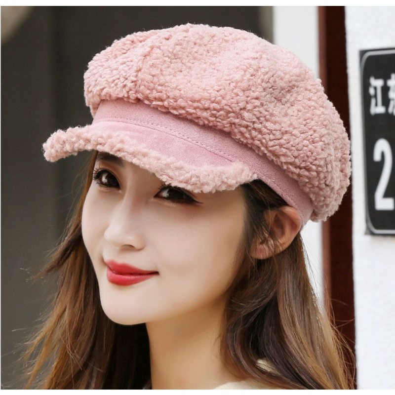 Mũ nồi beret nón len bere lông cừu 2 lớp thời trang Hàn Quốc