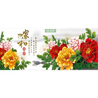 Tranh đính đá 5D tự lfm- tranh Hoa mẫu đơn