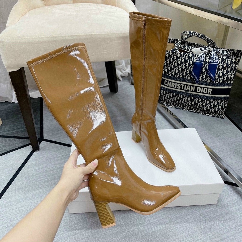 BỐT NỮ BOOT ĐÙI DA BÓNG GÓT CAO 7P CAO CẤP FULLBOX