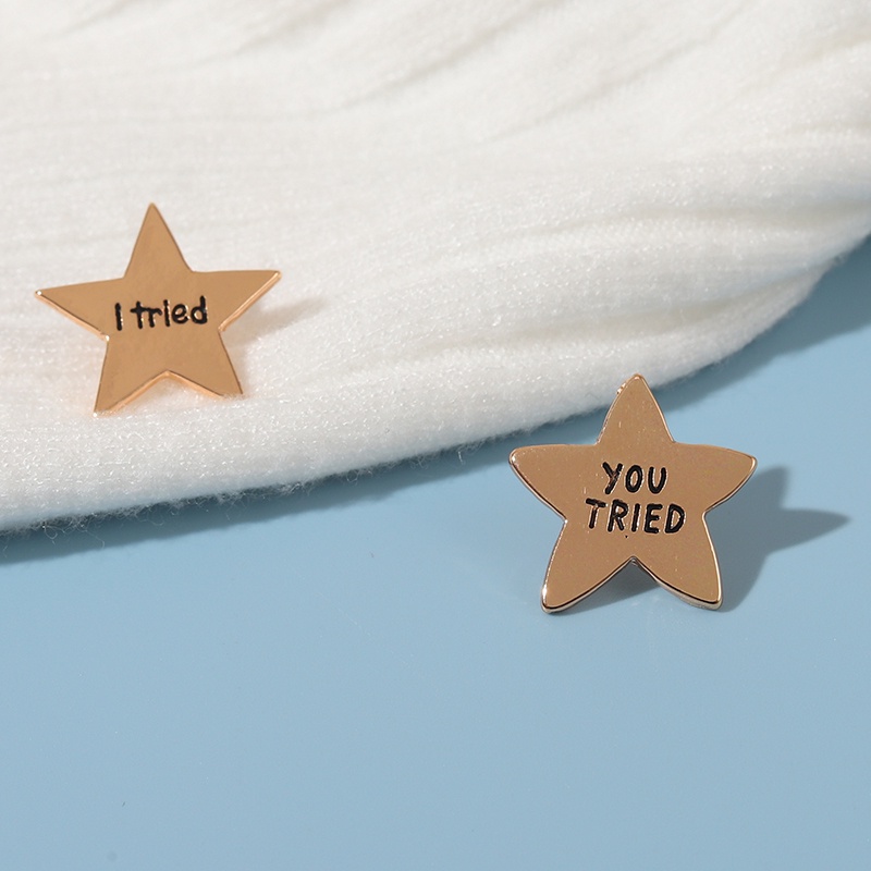 Ghim Cài Áo Kim Loại Hình Ngôi Sao Và Chữ I Tired