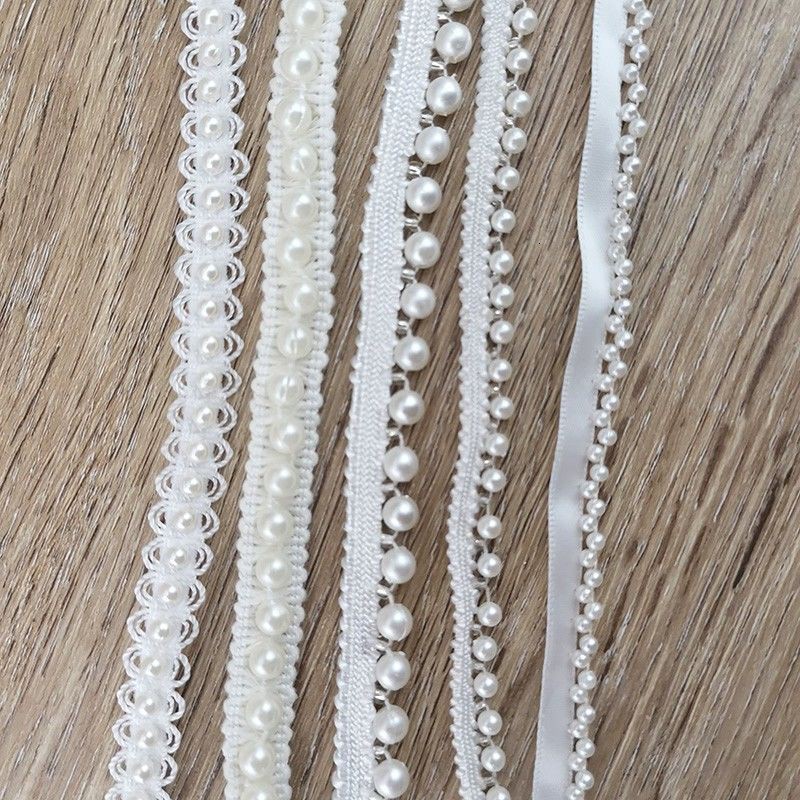Cuộn dây ren đính hạt ngọc trai dài 1 yard dùng trang trí rèm cửa tiện lợi