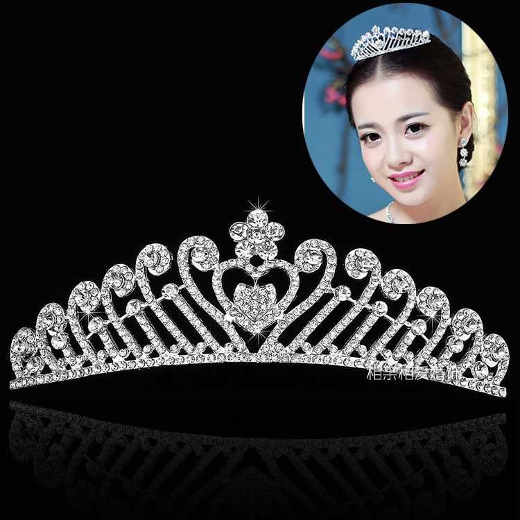 Vương Miện Trái Tim Đính Đá Có Lược Cài 95 số 17, Phụ Kiện Sử Dụng Cho Cô Dâu Trong Đám Cưới, Sự Kiện, Chụp Ảnh
