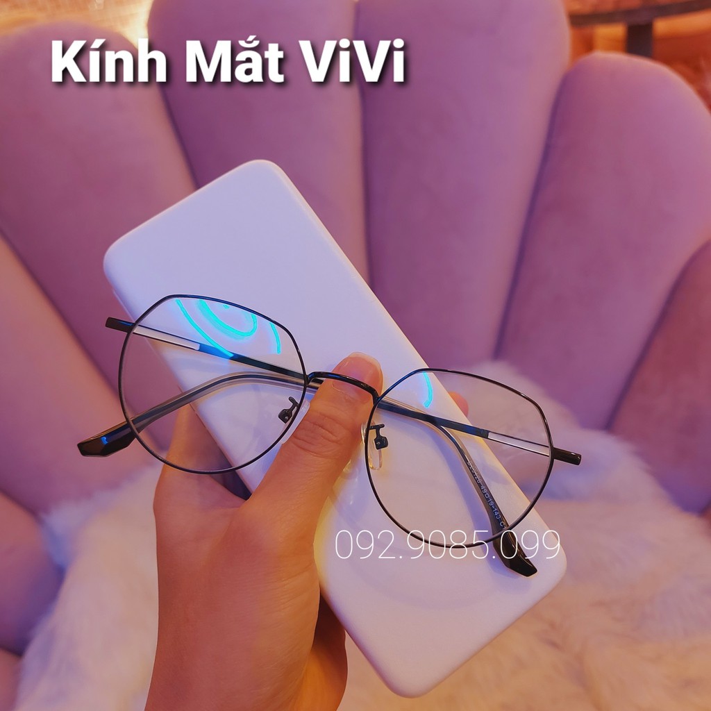 Gọng kính cận nam nữ dáng oval hàn quốc V29128 chất liệu kim loại, Nhận cắt cận viễn loạn Kính mắt ViVi