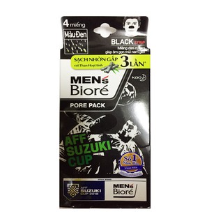 Hộp 4 miếng dán lột mụn mũi than hoạt tính Men's Biore