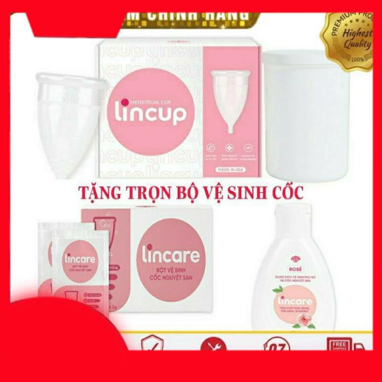 Combo Cốc nguyệt san Lincup tặng kèm FULL BỘ VỆ SINH CỐC