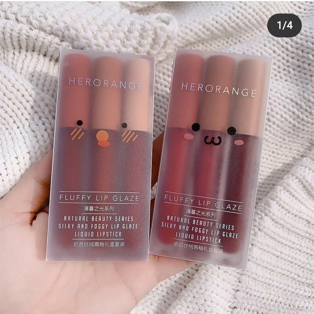 Set 3 Cây Son Kem Lì Herorange Fluffy Lip Glaze | BigBuy360 - bigbuy360.vn