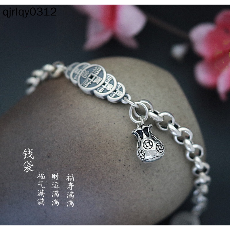 Vòng Tay Bạc sterling s925 Mặt Năm Đồng Xu May Mắn Cho Cặp Đôi