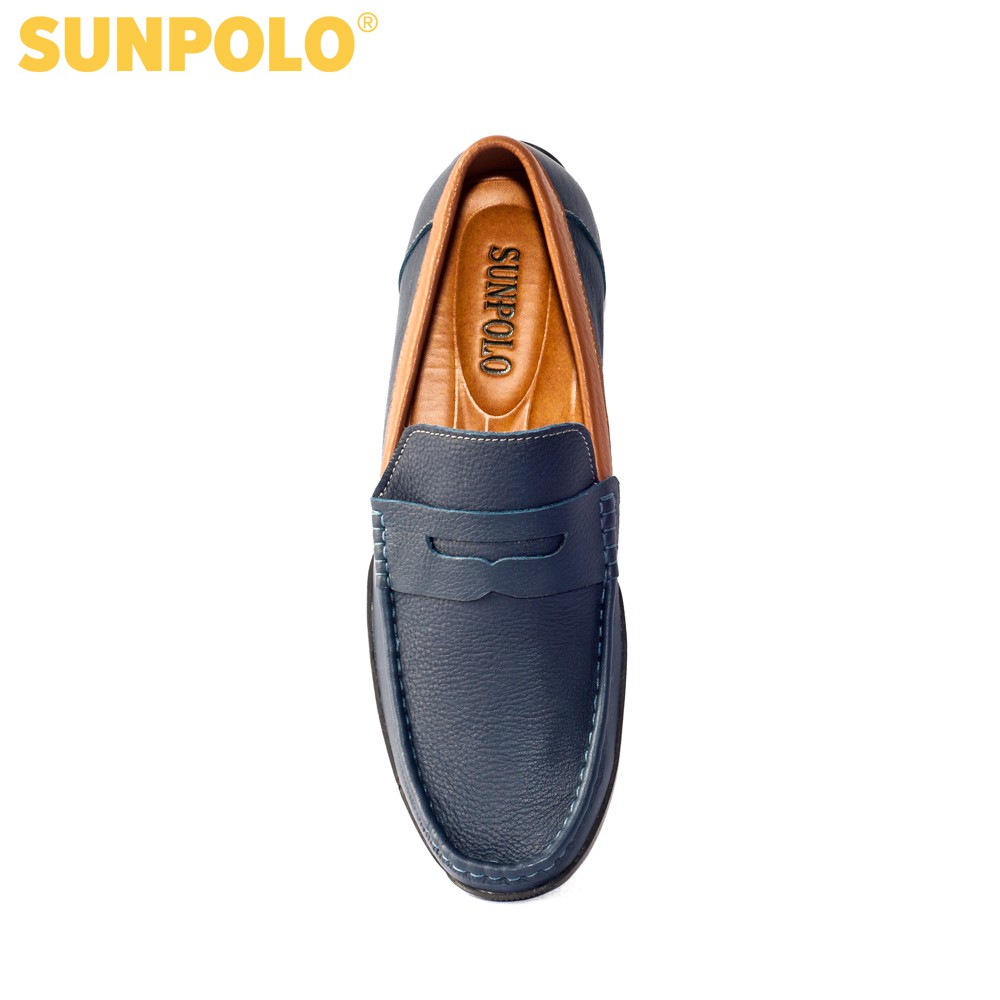 Giày Lười Nam Da Bò SUNPOLO Xanh Navy KT2588XA