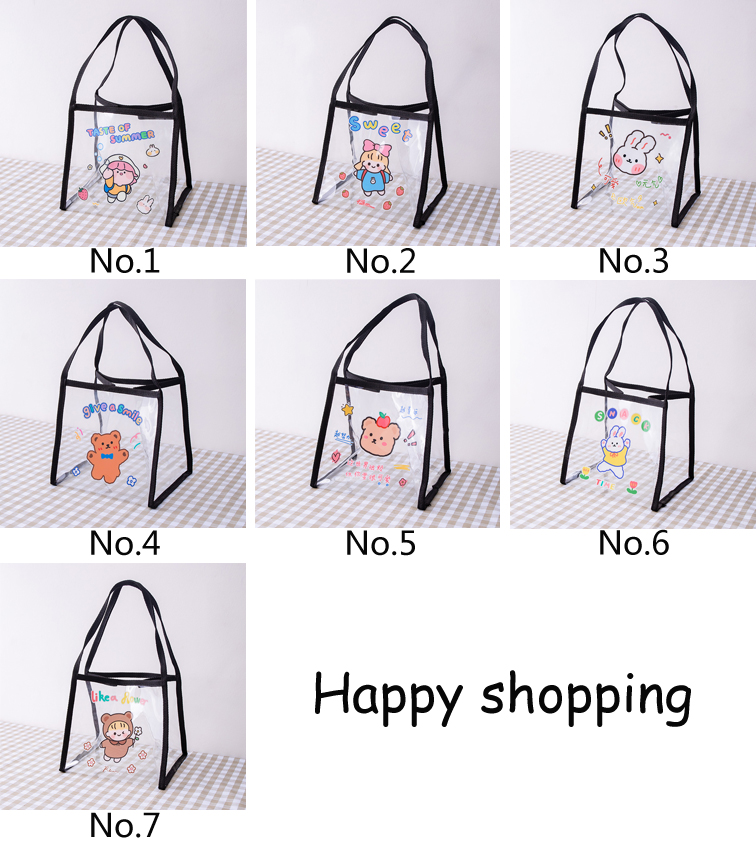Túi xách mua sắm trong suốt họa tiết hoạt hình dễ thương phong cách Hàn Quốc cho nữ | BigBuy360 - bigbuy360.vn