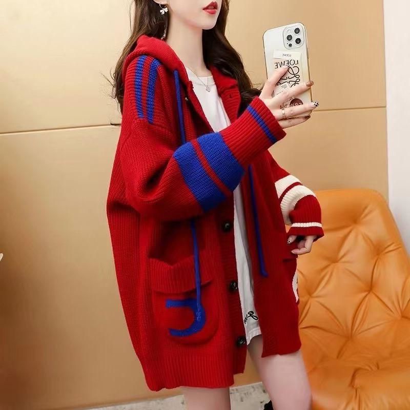 Áo Khoác Cardigan Dệt Kim Có Mũ Trùm Đầu Phong Cách Hàn Quốc Thời Trang Thu Đông Mới