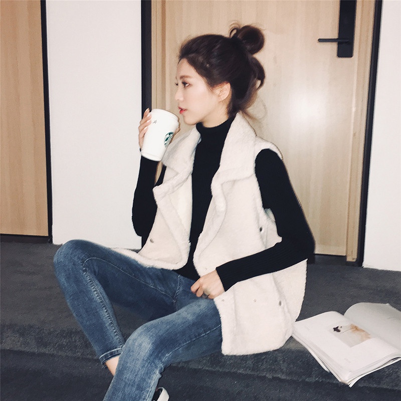Áo khoác lông cừu không tay thời trang thu đông cho nữ | BigBuy360 - bigbuy360.vn