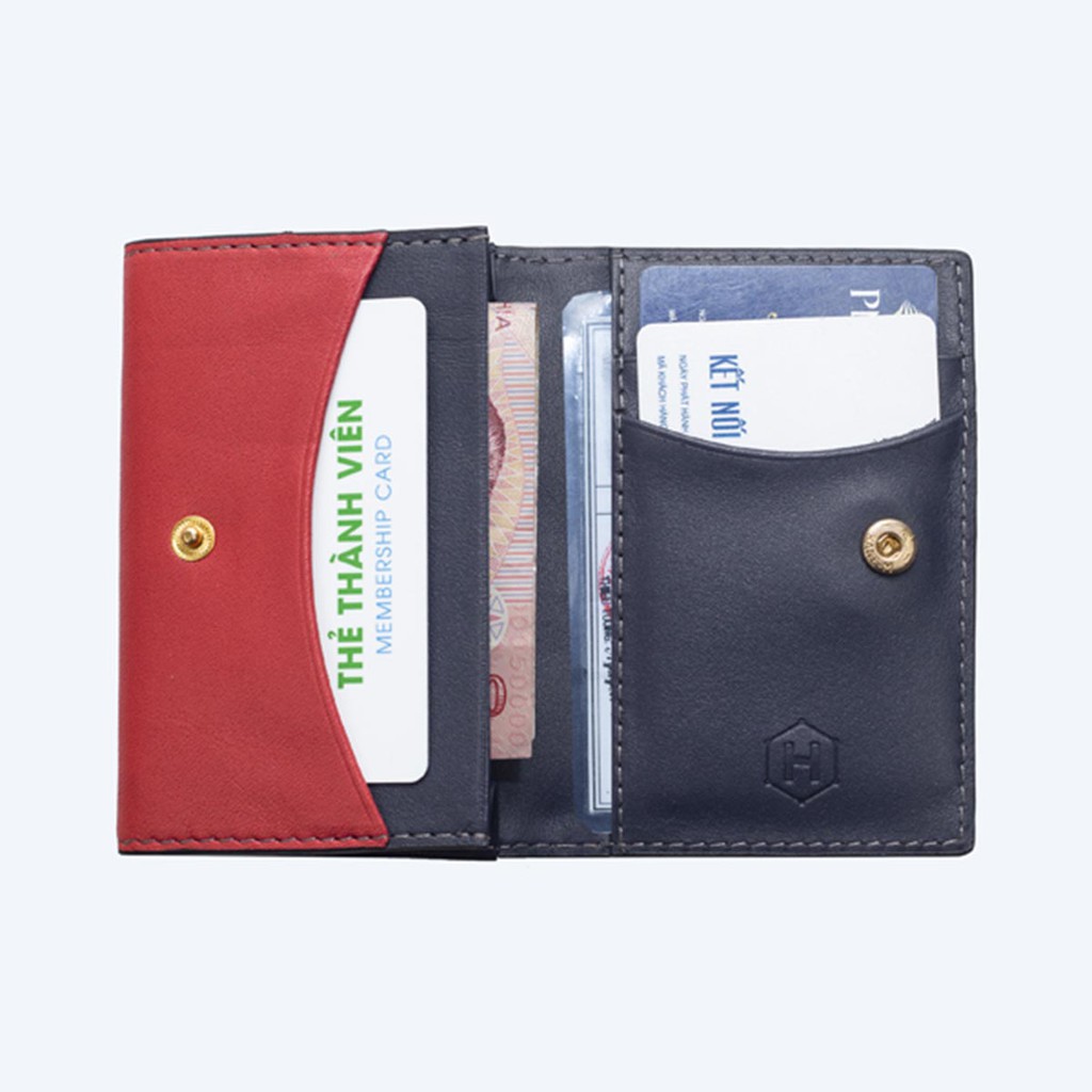 Ví da Eclipse Handcrafted Mini Wallet HAVIAS _ Xanh Navy Phối Đỏ