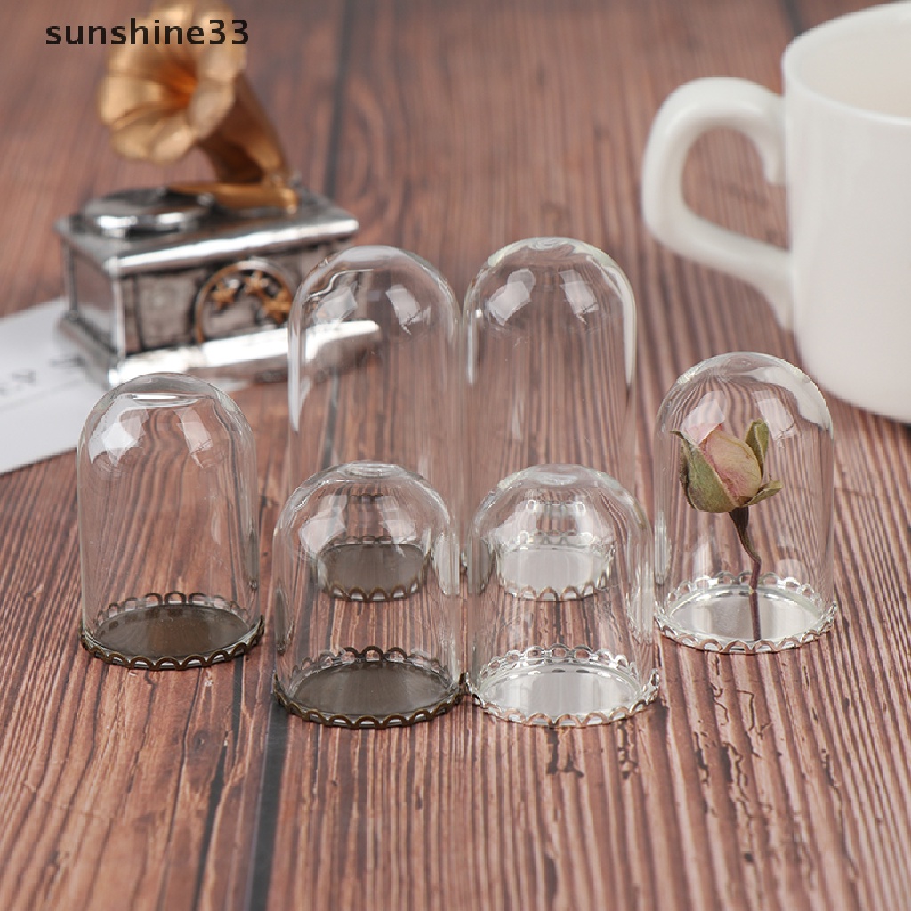 SU 25mm Dollhouse Glass Display Bell Jar with Base Glass Vials Pendant Glass Bottle n