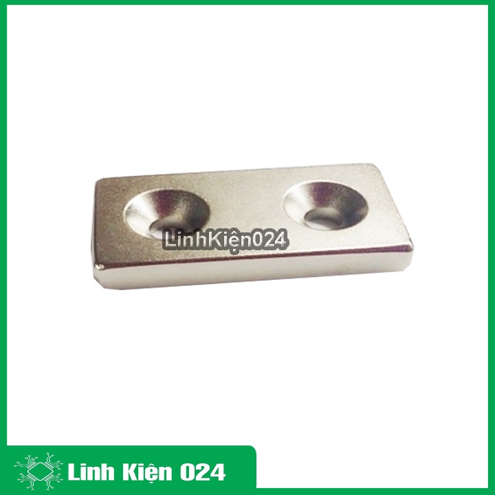 Nam châm 40x20x5mm lỗ đôi siêu khỏe, chất liệu cao cấp, chống gỉ và ăn mòn tốt