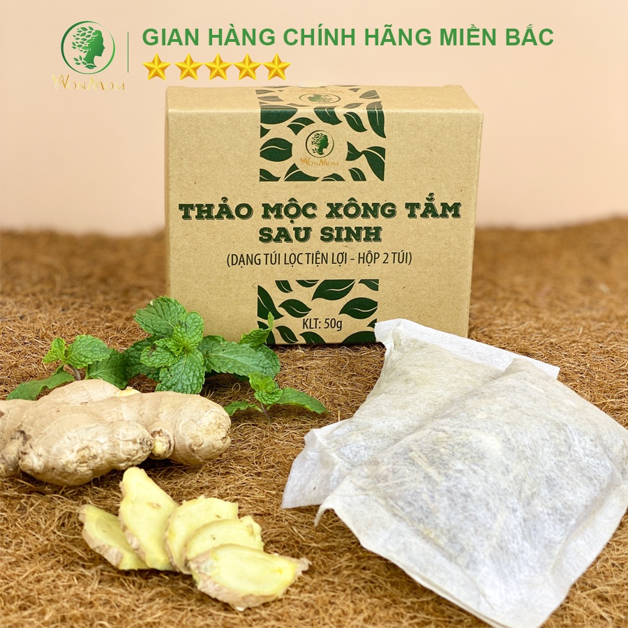 Combo 2 hộp thảo mộc xông tắm sau sinh, thơm tho body Wonmom ( 2 Túi/Hộp )