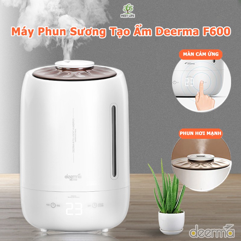 Máy phun sương tạo độ ẩm Deerma F600 [CHÍNH HÃNG] dung tích 5L, màn hình cảm ứng, tự ngắt khi hết nước [BH 1 ĐỔI 1]