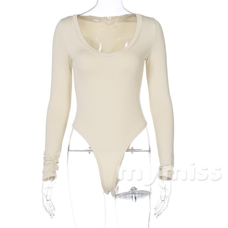 Ctcc- Bộ Đồ Liền Thân Tay Dài Cổ Chữ U Màu Trơn Màu Trơn Dành Cho Nữ Màu Đen/ Kaki/ Xám/ Tan | BigBuy360 - bigbuy360.vn