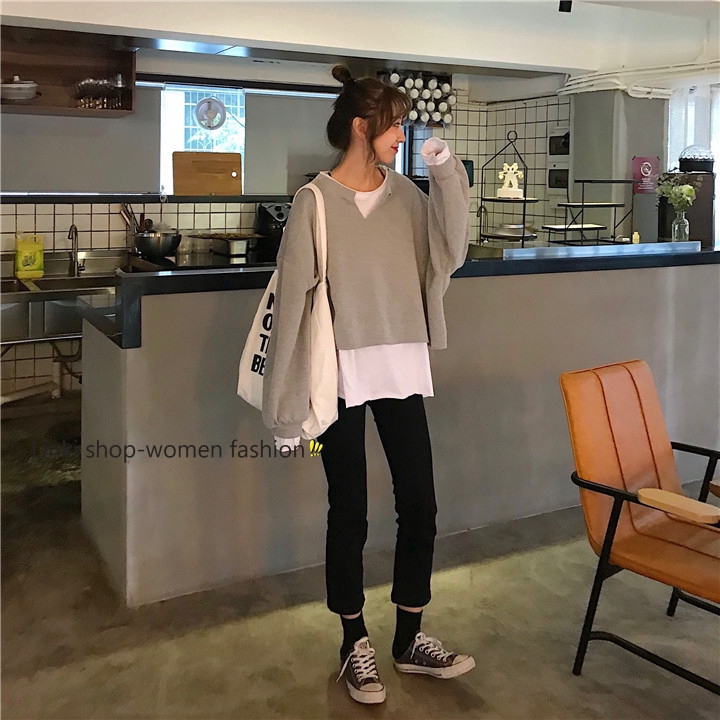 korean loose long sleeved sweater women top | BigBuy360 - bigbuy360.vn