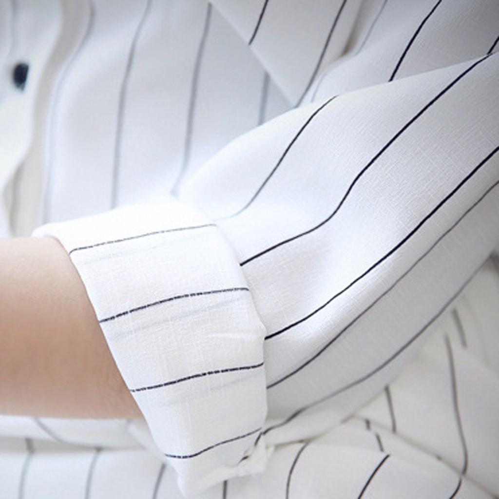Đầm sơ mi dài tay họa tiết kẻ sọc thanh lịch dành cho nữ size S-XXL | BigBuy360 - bigbuy360.vn