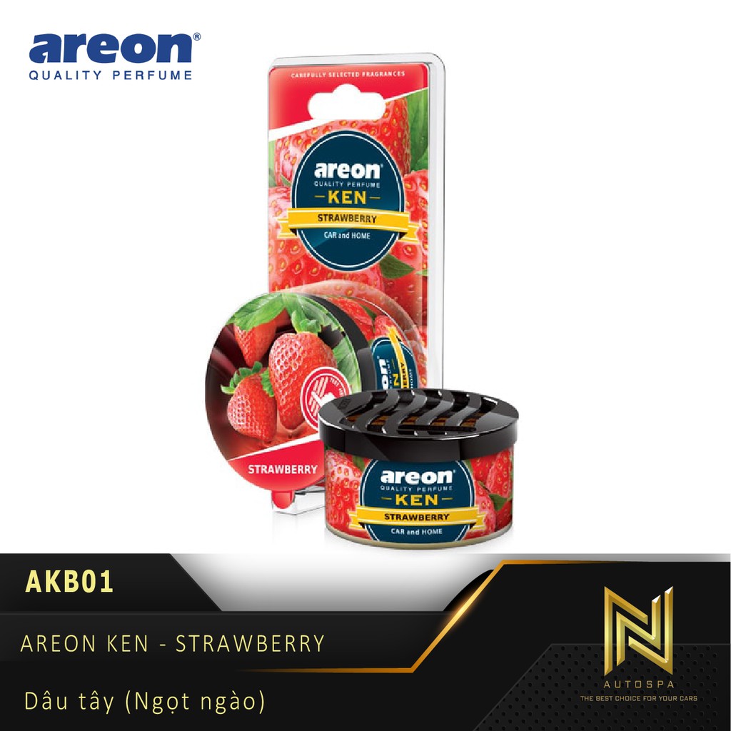 Sáp thơm nước hoa ô tô Areon Ken - Strawberry / Dâu tây (Ngọt ngào) - Nhập khẩu chính hãng Bulgaria