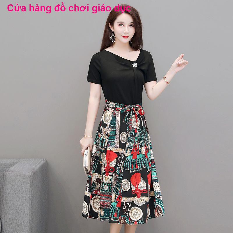 SHOP XINH Đầm voan nữ hè 2020 kiểu mới size lớn thời trang khí chất váy trung niên mỏng, trễ vai <