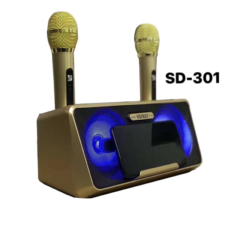Loa bluetooth SDSr SD-301 kèm 2 micro không dây karaoke