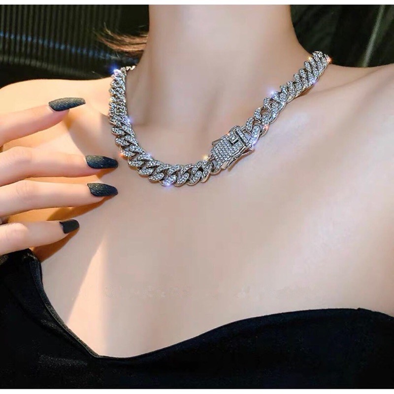 VÒNG TAY VÒNG CỔ NAM VÀ NỮ CUBAN Unisex Diamond BẠC THÁI HÀNG SIÊU CẤP