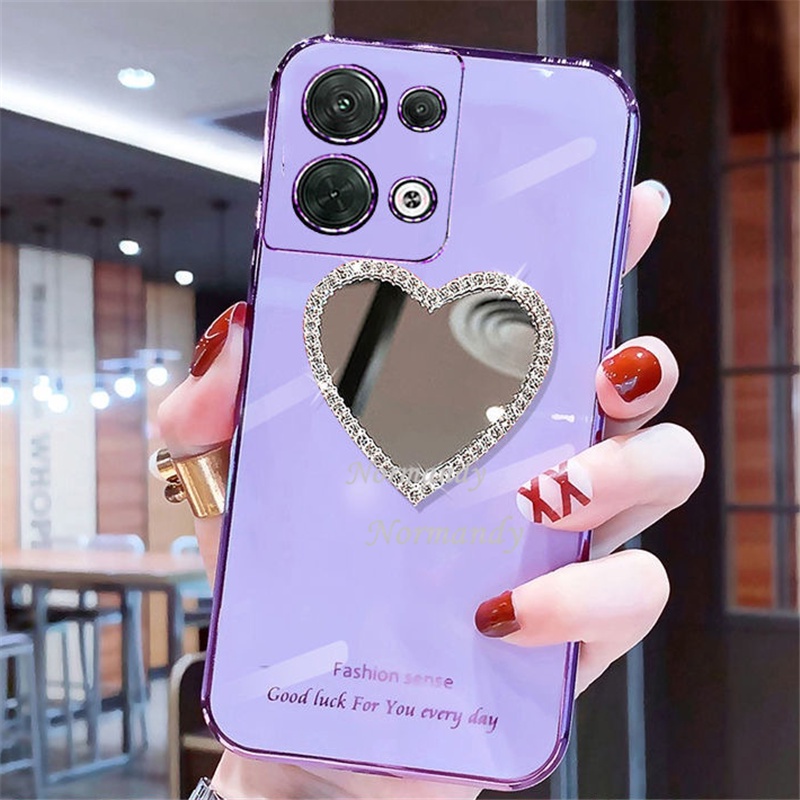 Ốp Điện Thoại TPU Dẻo Tráng Gương 6D Kèm Gương Trang Điểm Cho OPPO Reno8 Z 8 Pro Reno 8 8Z 7 7Z 7Pro 6Z 6 Z Pro 5G 4G