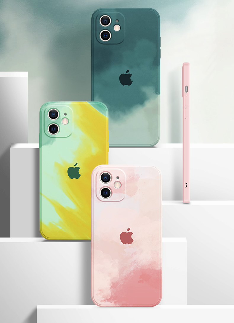 Iphone Se 2020 Xr Xs Max 7 8 Plus Max Ốp điện thoại silicon siêu mỏng chống rơi màu sơn nước cho