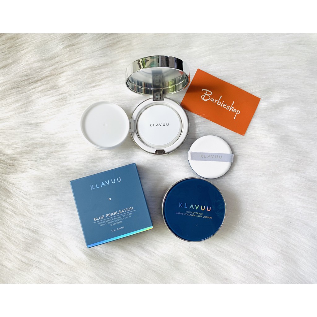 PHẤN NƯỚC KLAVUU BLUE PEARLSATION HIGH COVERAGE MARINE COLLAGEN AQUA CUSHION - Xanh | BigBuy360 - bigbuy360.vn
