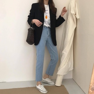 (Sẵn M L) Áo Blazer cúc tay basic
