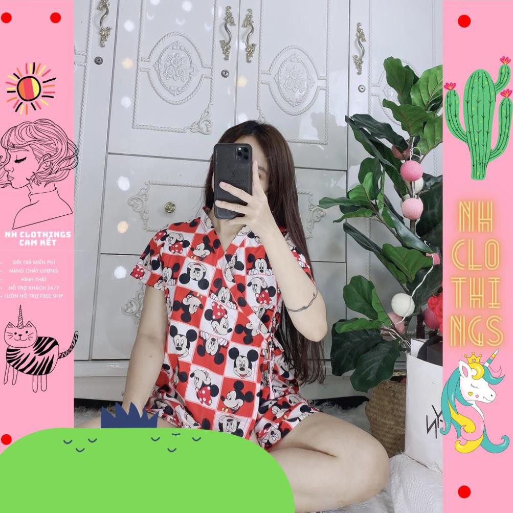 Bộ đồ ngủ, đồ bộ pijama lụa nữ mặc nhà kimono chất liệu kate thái chuẩn loại 1 freeSize NH CLOTHINGS