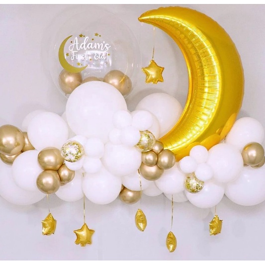 Set bong bóng mặt trăng trang trí tiệc, sinh nhật dễ thương