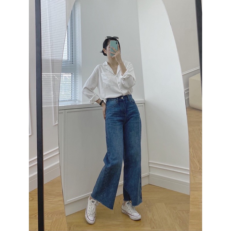 Quần jean nữ ống rộng Kylie Jean, LUCETASHION, quần bò nữ