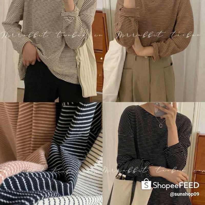 Áo len kẻ gân sóng