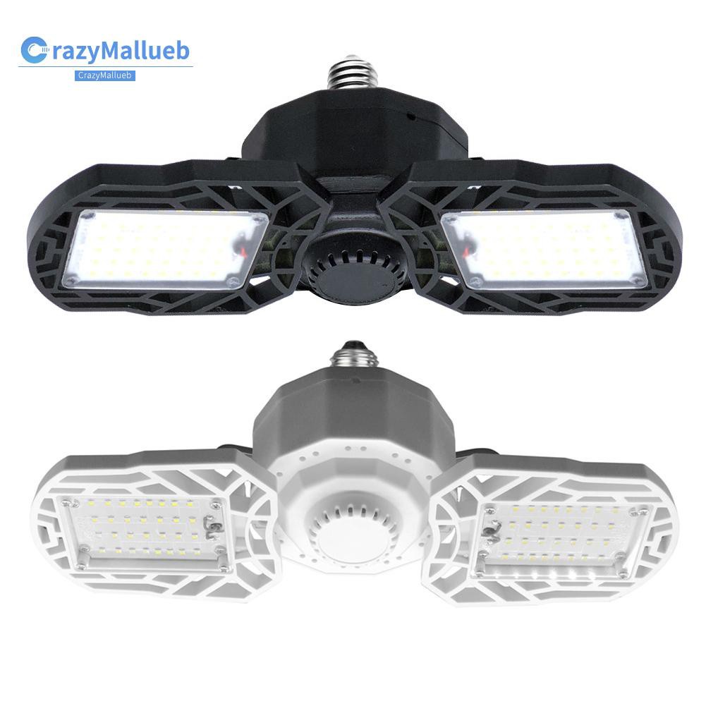 Crazymallueb❤New 360 Degree LED Garage Lights E27 30/40/60/80W Deformable Ceiling Lights 3 Panel Adjustable for Garage